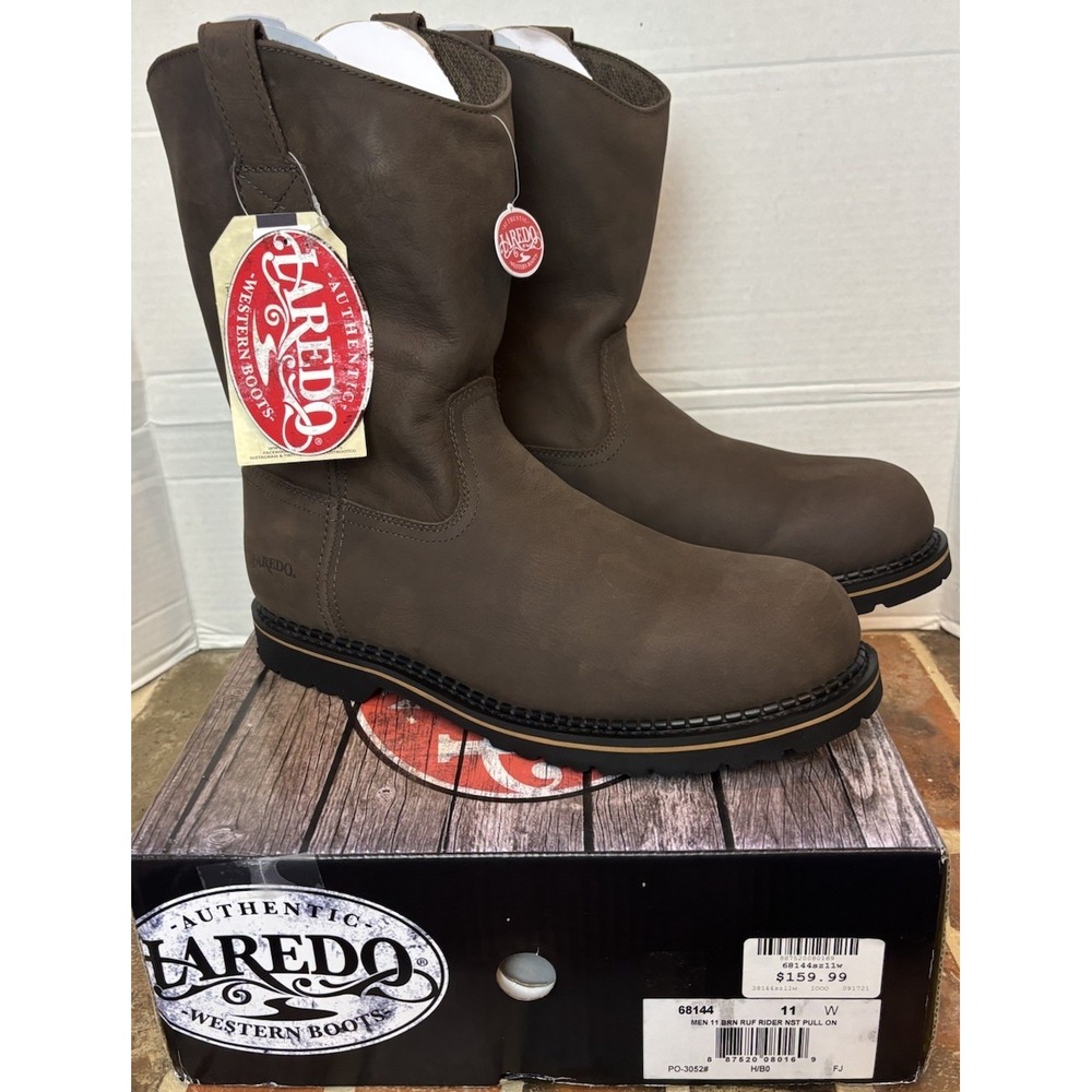 Men's Laredo Sz 11w Brown Ruf Rider Pull On Soft Toe NST Work Boots 68144